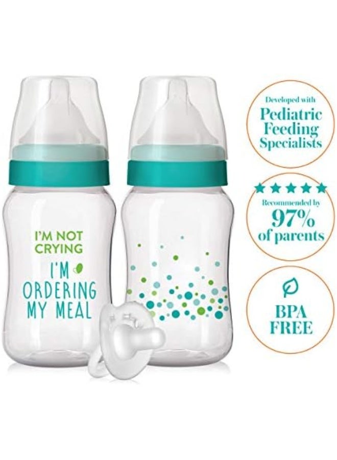 Evenflo Feeding زجاجات إيفن فلو للتغذية بالتوازن + عنق واسع مطبوع، 9 أونص 2 عبوة، مع مصاصة - Image 3