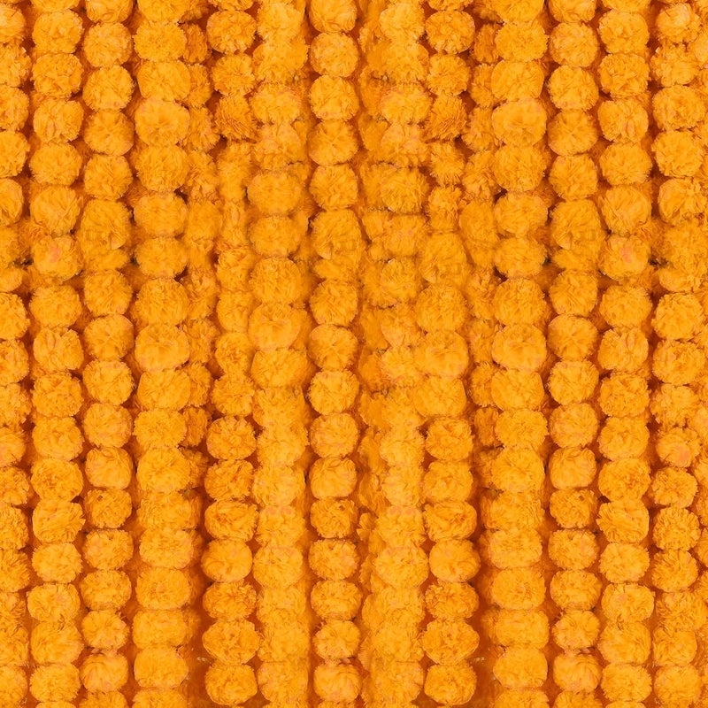 OCTERIC 6 Pcs - 5 Feet Marigold Garland Indian American Wedding Party Mantle Decoration, Dia de Los Muertos Faux Garlands Diwali Decoration, Spring Bush Floral (Orange - Image 1