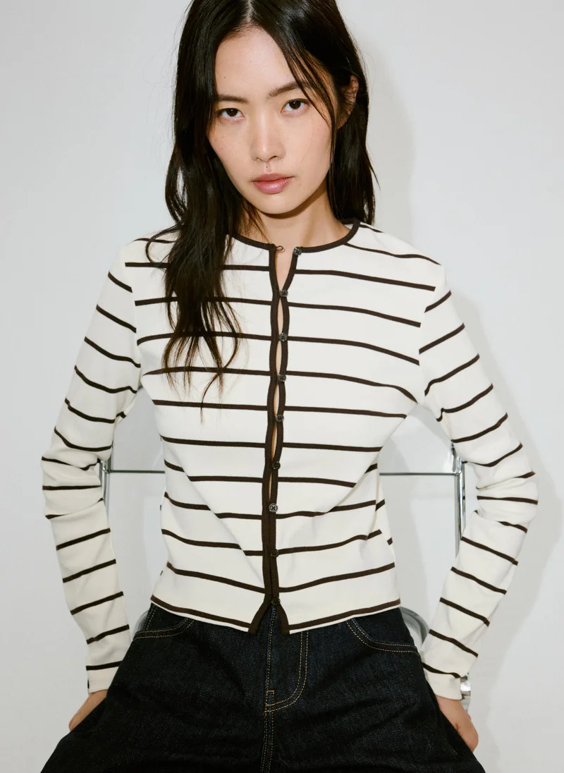Stripped Knit Cardigan