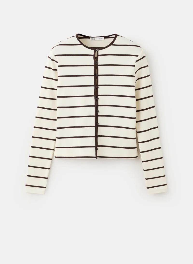 Mango 05-CRUDO Stripped Knit Cardigan for Women | Best Price UAE