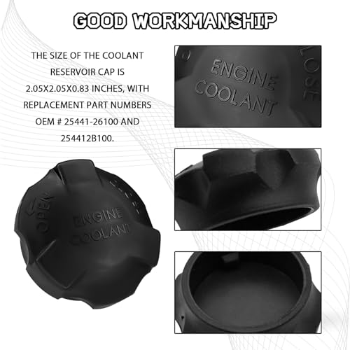 Hirificing Coolant Reservoir Cap Essential Radiator Reservoir Cap Replacement for Hyundai Kia Optima Accent Replacement OEM#25441-26100 254412B100 Car Accessories（Black） - Image 3
