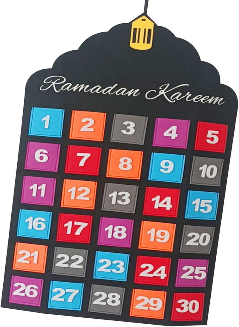 GGOOT Ramadan Calendar, Eid Mubarak Countdown Calendar Poster, Hanging Decorations for Home Wall with Reusable Stars Stickers, Calender Activities Kids 30 Stars, 15.75*27.56in  - Image 1