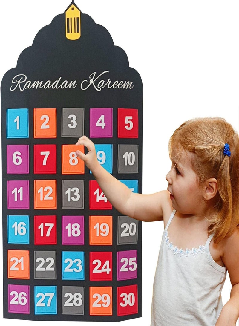 GGOOT Ramadan Calendar, Eid Mubarak Countdown Calendar Poster, Hanging Decorations for Home Wall with Reusable Stars Stickers, Calender Activities Kids 30 Stars, 15.75*27.56in  - Image 2
