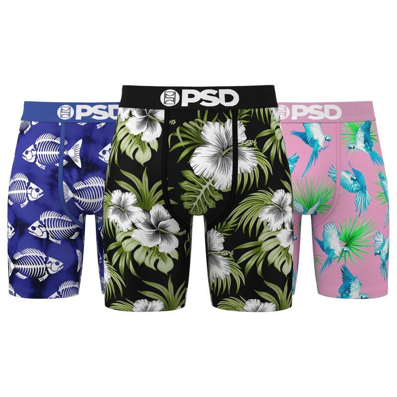 PSD Underwear Men's Tropic Escape Boxer Brief 3 Pack, Multi, M - Image 1
