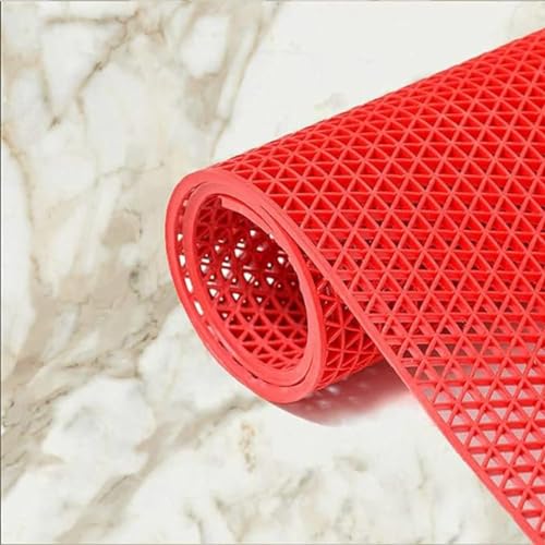 Purav Light Anti Skid Anti Slip Rubber Mat Waterproof Jali Floor Mat for Bathroom Kitchen Balcony Footmats for Home Entrance Door, 2 X 1.4 feet, Red - Image 1