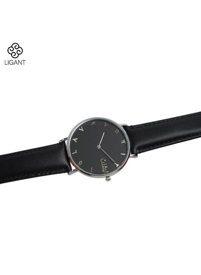 LIGANT Luxury Men's Watch with Black Leather Strap - Elegant and Modern Design - Classic Wristwatch for Business & Casual Wear - Image 4