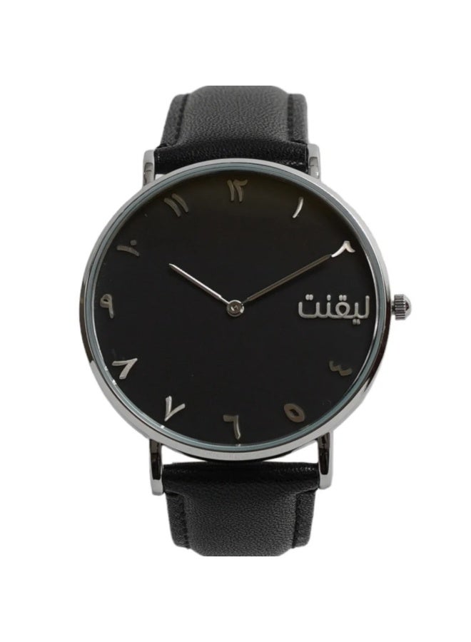 LIGANT Luxury Men's Watch with Black Leather Strap - Elegant and Modern Design - Classic Wristwatch for Business & Casual Wear - Image 1