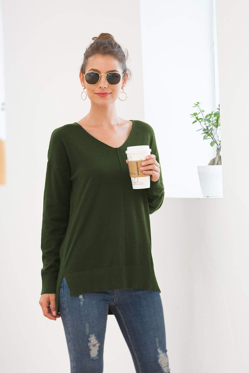 Jouica Womens Fall Casual Long Sleeve Pullover Sweater,Army Green,Large - Image 2