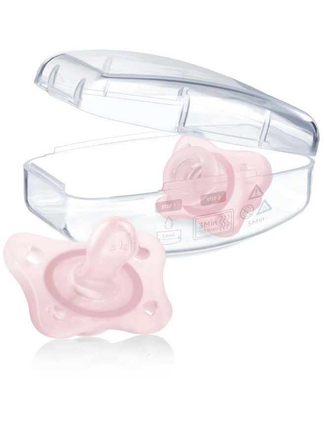 شيكو لهاية تشيكو فيزيوفورما® صغيرة من السيليكون الناعم ١٠٠٪، قطعة واحدة، للأطفال من عمر ٠ إلى شهرين | خالية من البيسفينول أ واللاتكس | علبة تعقيم قابلة لإعادة الاستخدام | وردي، عبوة من قطعتين - Image 3