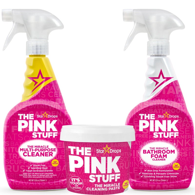 Stardrops - The Pink Stuff - The Miracle Cleaning Paste, Multi-Purpose Spray, And Bathroom Foam 3-Pack Bundle - Image 1