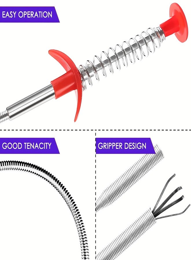 Domejo Drain Snake, Drain Clog Remover - Gutter Cleaning Tools Drain Cleaner for Toilet Sewer Shower Kitchen Bathroom Tub Clogged Drains Opener Cleaning Tool, Flexible Grabber Claw Pick Up Reacher (30 inch) - Image 5