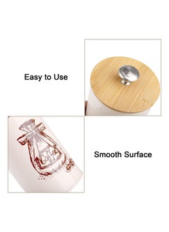 Cuken 3 Pieces Canister Sets for Kitchen Counter, Metal Vintage Kitchen Canisters, Coffee Sugar Tea Canister Set, Food Storage Canister with Bamboo Lid, Farmhouse Kitchen Decor, Beige  - Image 3