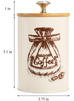 Cuken 3 Pieces Canister Sets for Kitchen Counter, Metal Vintage Kitchen Canisters, Coffee Sugar Tea Canister Set, Food Storage Canister with Bamboo Lid, Farmhouse Kitchen Decor, Beige  - Image 2