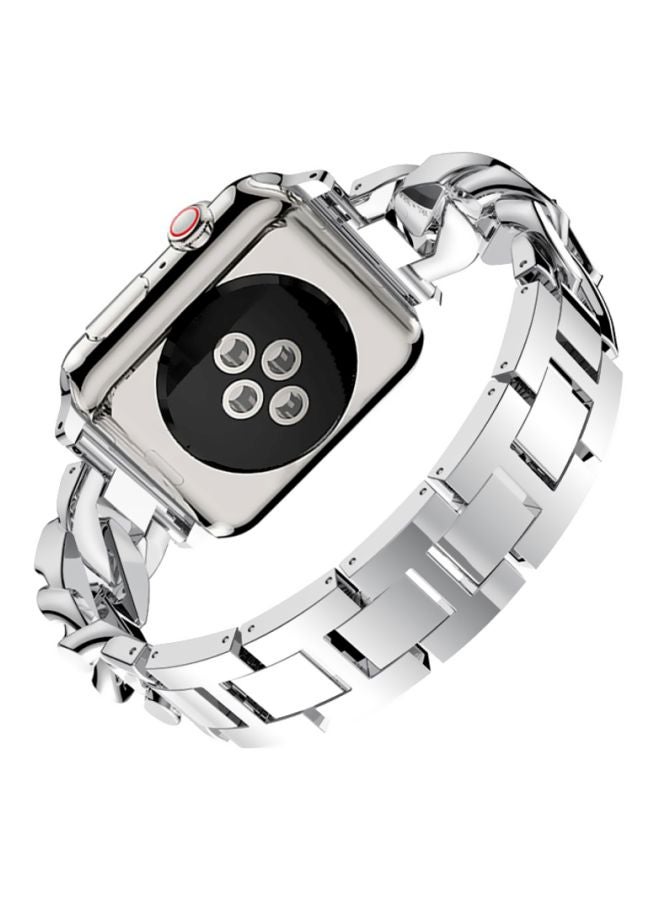 Voberry Cowboy Chain Metal Crystal Replacement Band For Apple Watch Series 4 44mm Silver - Image 3