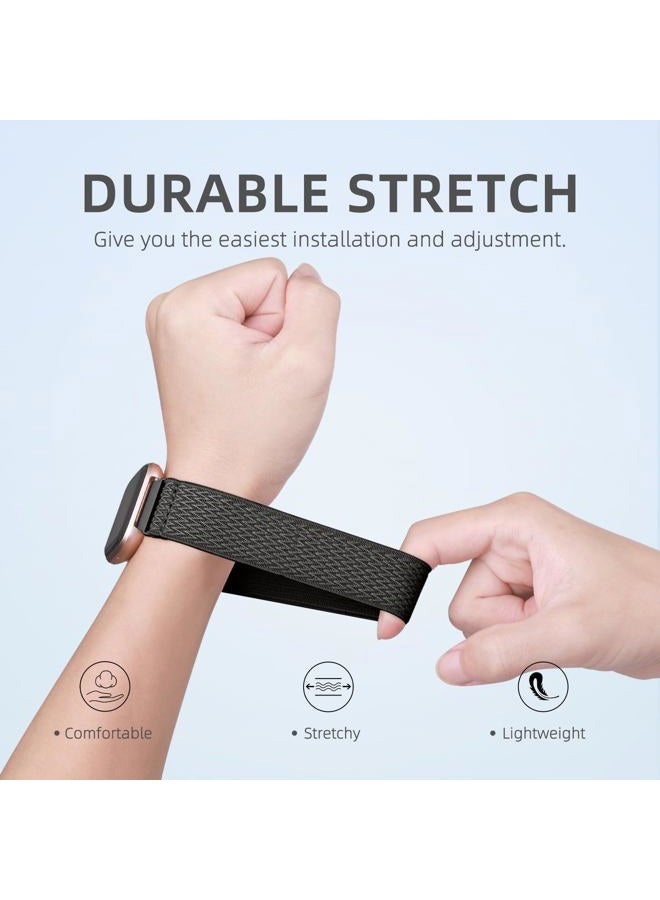 Witzon Stretchy Band Compatible with Fitbit Versa 2 Watch Bands for Women Men, Soft Breathable Nylon Sport Strap Stretchy Replacement Wristbands for Fitbit Versa 2/Versa Lite/Versa/Versa SE, Wave Grey - Image 3