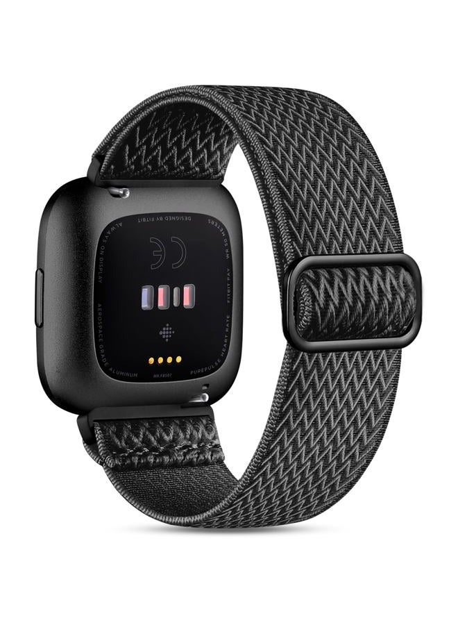 Witzon Stretchy Band Compatible with Fitbit Versa 2 Watch Bands for Women Men, Soft Breathable Nylon Sport Strap Stretchy Replacement Wristbands for Fitbit Versa 2/Versa Lite/Versa/Versa SE, Wave Grey - Image 1