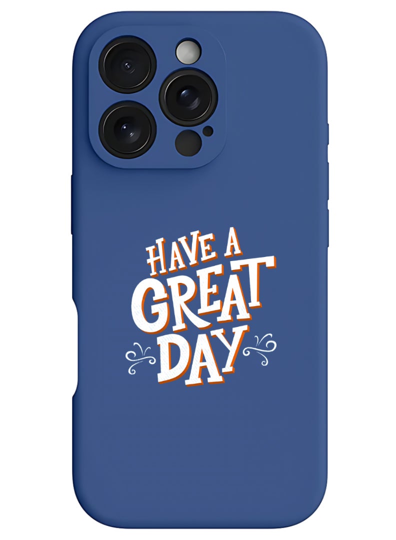 Theodor iPhone 16 Pro Blue Protective Slim Fit Case Liquid Silicone Cover with Full Body Protection Anti-Scratch Shockproof Case For iPhone - have a great day - Image 1