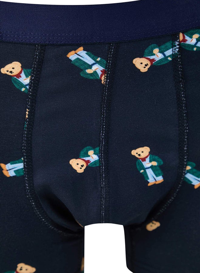 trendyol Multicolored 3Pack Bear PrintedSolid Flexible Cotton Boxer - Image 3