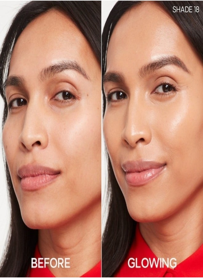 Saie SAIE   Glowy Super Skin Tint Foundation with Hyaluronic Acid ,18 Medium/Tan Neutral Undertones 30ml - Lightweight, Hydrating Coverage  - Image 3