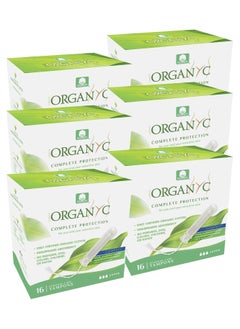 ORGANYC 100% Certified Organic Cotton Tampons - Plant-Based Eco-Applicator (Super Flow, 96 Count (Pack of 6)) 