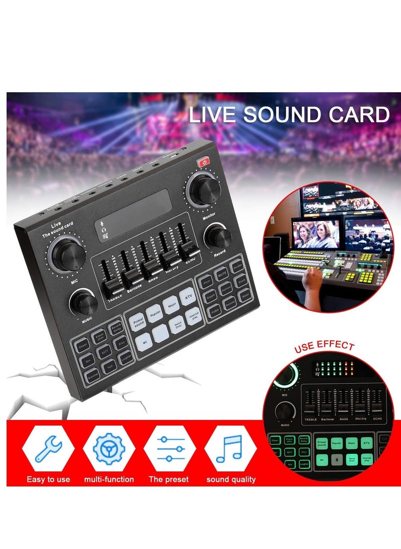 ELTRAZONE Multifunctional Live V9 Sound Card and BM800 Suspension Microphone Kit Broadcasting Condenser Microphone Set Intelligent Webcast Live Sound Card for Computers and Mobile  - Image 5