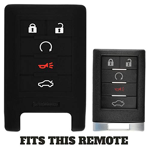 KeylessOption KeyGuardz Keyless Remote Car Smart Key Fob Outer Shell Cover Soft Rubber Case for Cadillac ATS CTS DTS SRX STX XTS - Image 2