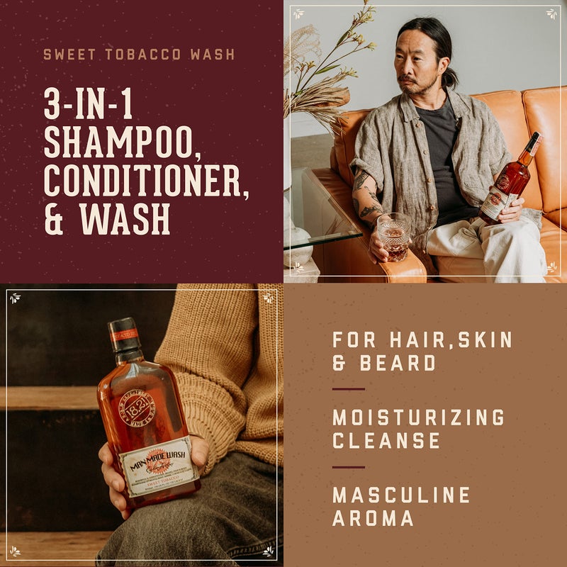 18.21 Man Made Original Four-Scent Variety-Pack 3-in-1 Body Wash, Shampoo, & Conditioner for Men, All Hair & Skin Types, Strengthens and Moisturizes in a Manly Aroma - Image 2