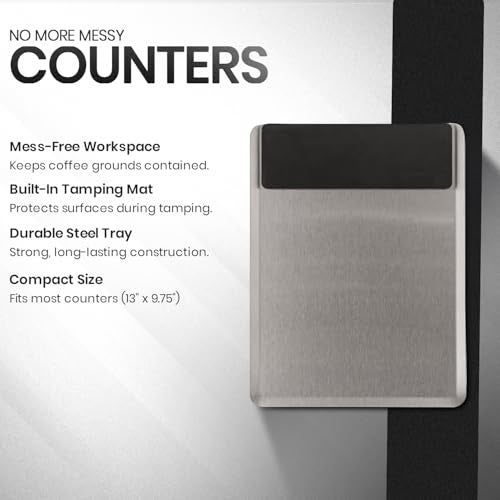 Rattleware Coffee Grinder Tray with Tamping Mat – Mess-Free Coffee Station Tray, Easy Clean Coffee Bar Accessory for Espresso Machine, Espresso Tamper and Coffee Organizer Station (13" x 9.75") - Image 2