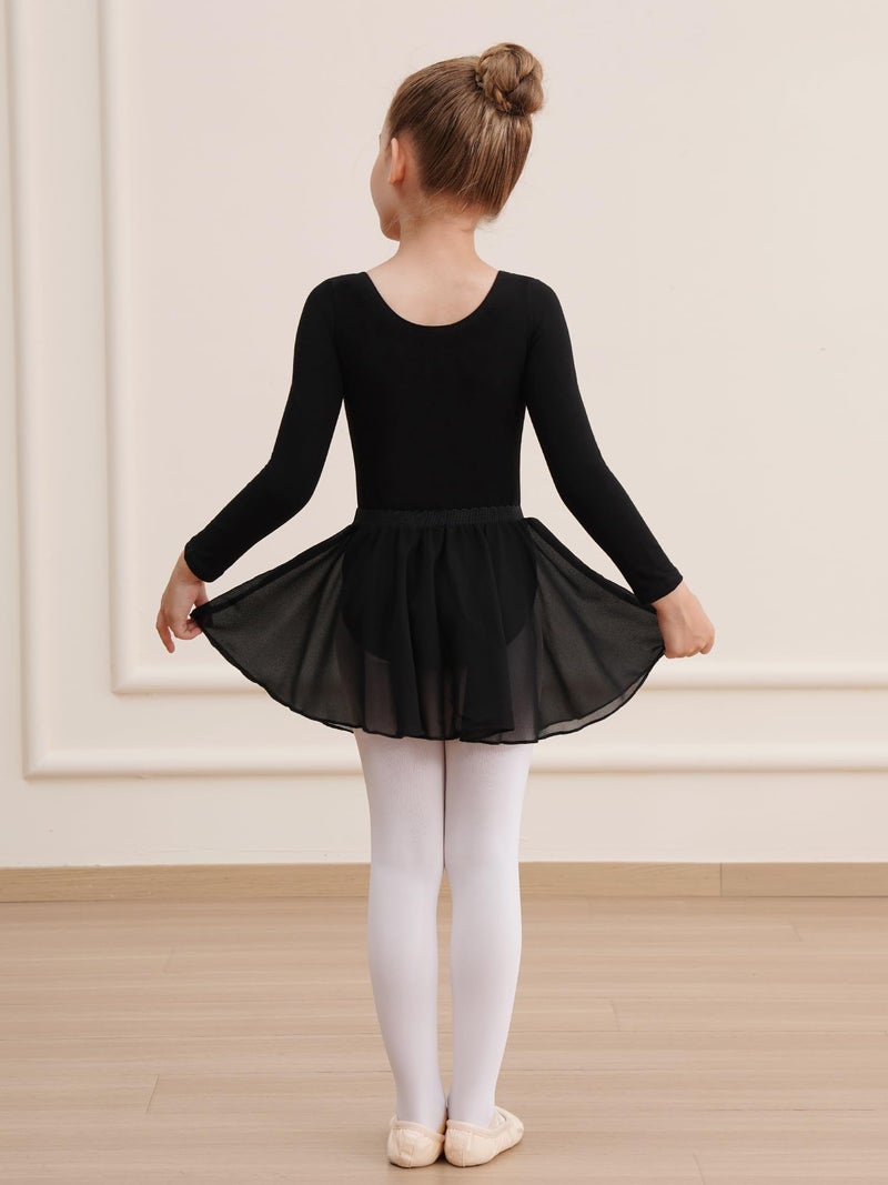 WEGETIT Long Sleeve Girls Leotard Gymnastics Leotards for Girls Ballet Dance Dresses with Skirt (Black,4-6 Years) - Image 4