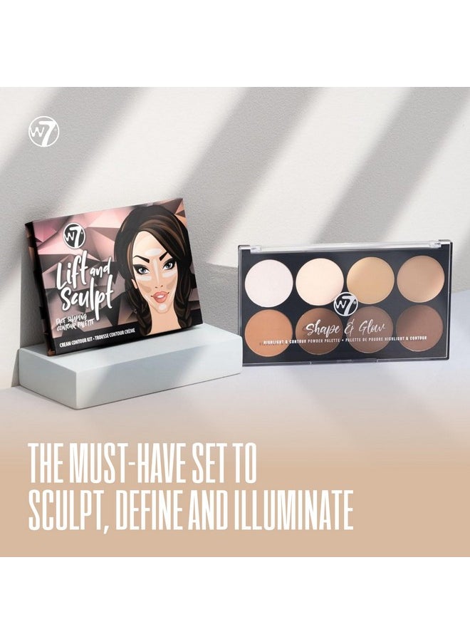 دبليو 7 مجموعة Lift & Sculpt, Shape & Glow - لوحتان كاملتا الحجم للوجه - مجموعة ثنائية من الكريم والبودرة لتحديد الوجه  - Image 1