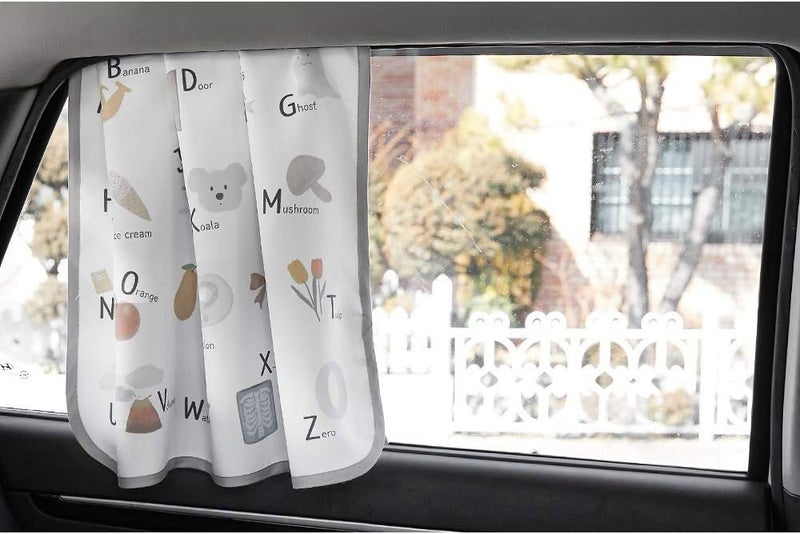 bebedeco Magnetic Car Sun Shade Curtain for Side Window – Sun Blocker and UV Protector for Baby, Kids, and Pets – Universal Fit with Built-in Magnets for Steel-Framed Door (Be-Pastel Alphabet) - Image 3