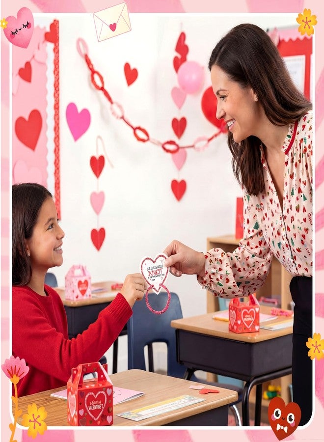 كينينج مجموعة كينينج من 24 سوارًا مزينًا بعقدة عيد الحب مع بطاقة، 6 ألوان، بطاقة "لن يكون فصلنا كما هو بدونك"، هدايا عيد الحب للطلاب من المعلمين والأطفال، هدايا تبادل في الفصل الدراسي بالجملة - Image 4