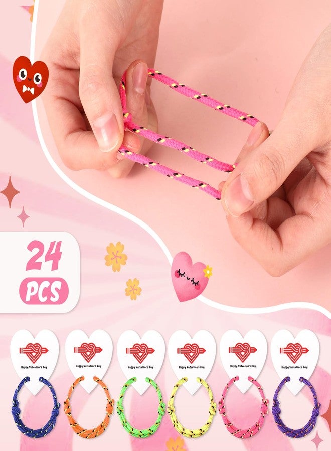 كينينج مجموعة كينينج من 24 سوارًا مزينًا بعقدة عيد الحب مع بطاقة، 6 ألوان، بطاقة "لن يكون فصلنا كما هو بدونك"، هدايا عيد الحب للطلاب من المعلمين والأطفال، هدايا تبادل في الفصل الدراسي بالجملة - Image 3