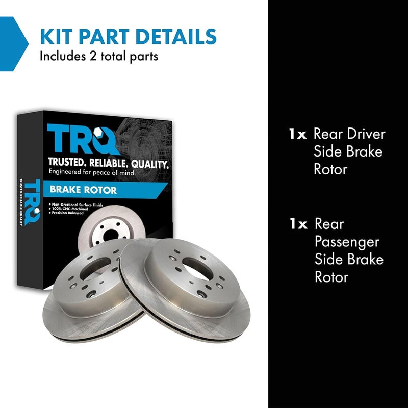 TRQ Rear Brake Rotors Set Vented Compatible with 2007-2012 Mazda CX-7 - Image 2