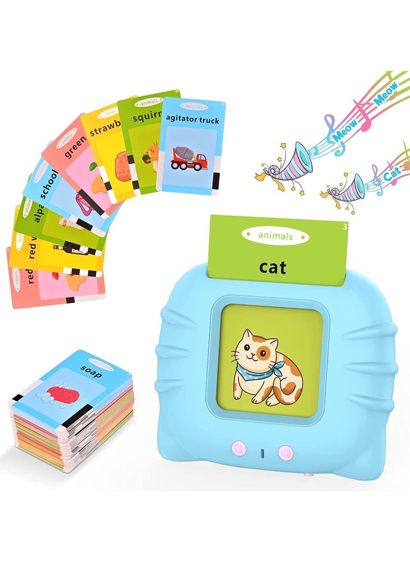 Festive Gallery 2Pcs Educational Toy For Kids Listen and Learn Literacy Audible Flash Cards For Toddlers 1 2 3 4 5 6 Years Old Boys Girls Flashcards Device With 112 pcs Double Sided Cards 224 Words Blue and Pink  Reader Set Of 2  - Image 3