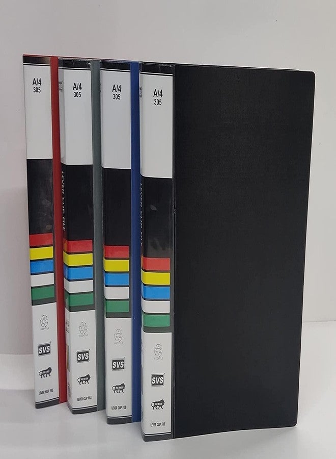 ملف Shining Zon A4 بدون ثقب بمشبك رافعة مع جيب/مجلد بلاستيكي للمستندات المكتبية والشهادات (عبوة من 4 قطع) - Image 2