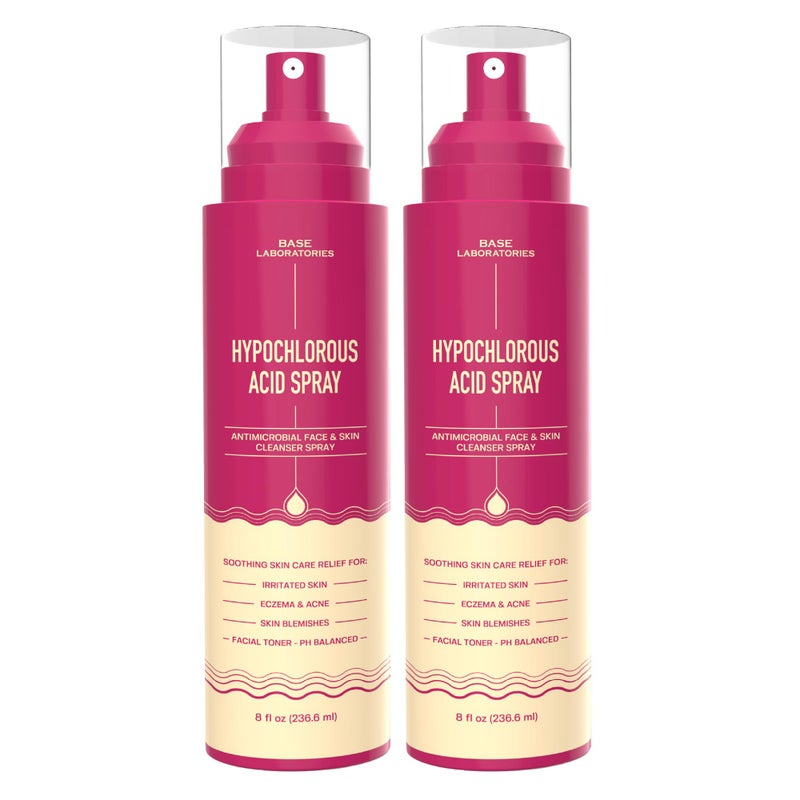 BASE LABORATORIES Hypochlorous Acid Spray for Face & Skin | 8oz | Facial Spray Daily Skin Repair Solution for Sensitive Skin, Redness, Irritations, Eczema | Hypochlrous HOCL Molecule | 2PK - Image 1