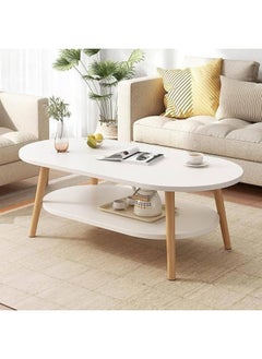 MOMENT Modern Coffee Table, 2-Tier Oval Side Table Large Coffee Table For Living Room, For Living Room Bedroom Balcony 120X60Cm  - Image 2