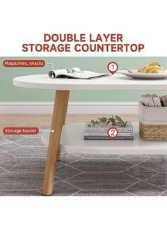 MOMENT Modern Coffee Table, 2-Tier Oval Side Table Large Coffee Table For Living Room, For Living Room Bedroom Balcony 120X60Cm  - Image 4