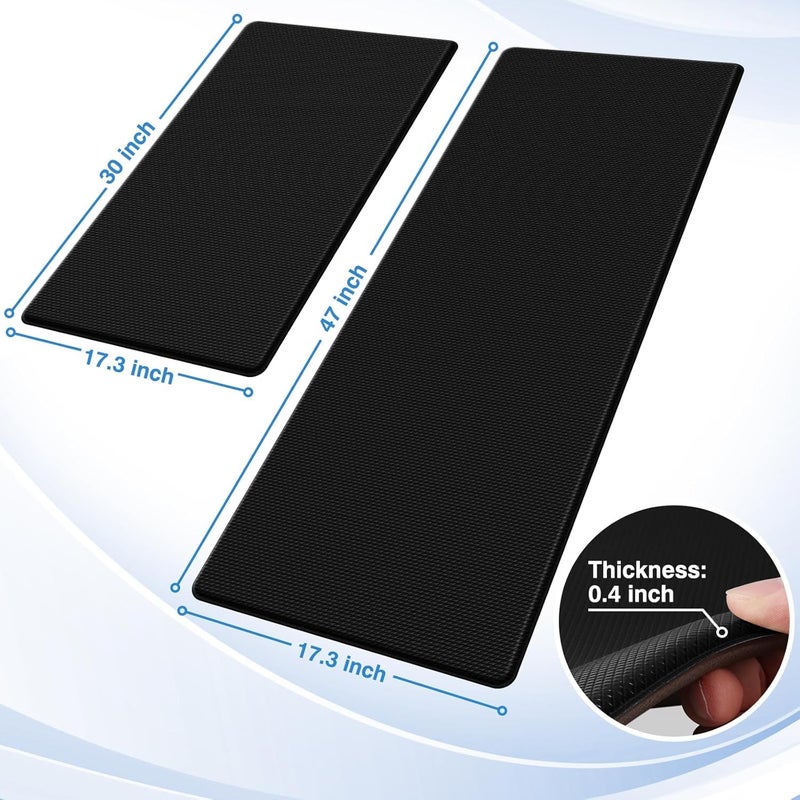 Arcanine Kitchen Mat 2 Pieces AntiFatigue Kitchen Mat Waterproof NonSlip Cushioned Durable PVC Ergonomic Comfort Floor Mat for Kitchen Floor Home Office Black MAT - Image 2