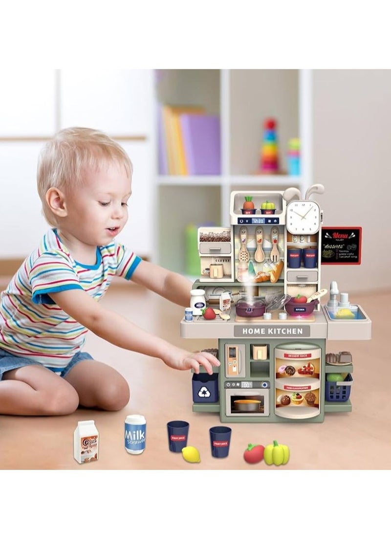 Interactive design children's play kitchen with steam and lights - Image 1