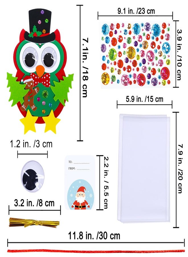 Winlyn 24 Sets Christmas Craft Kits Winter Crafts DIY Christmas Owl Ornaments Decorations Art Sets Foam Owl Christmas Tree Holiday Stickers for Kids Festival Home Classroom Activities Party Favors - Image 2