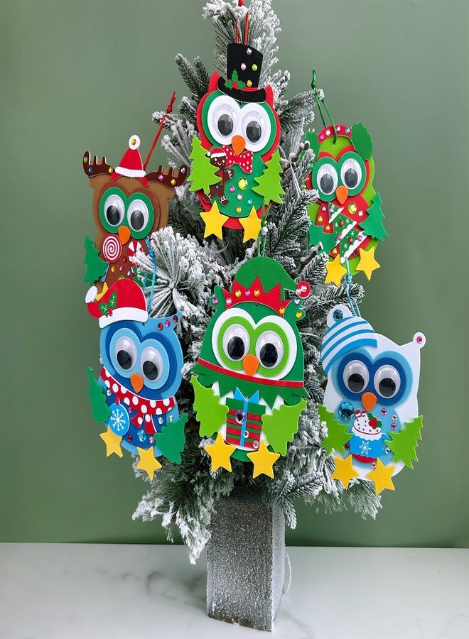 Winlyn 24 Sets Christmas Craft Kits Winter Crafts DIY Christmas Owl Ornaments Decorations Art Sets Foam Owl Christmas Tree Holiday Stickers for Kids Festival Home Classroom Activities Party Favors - Image 4