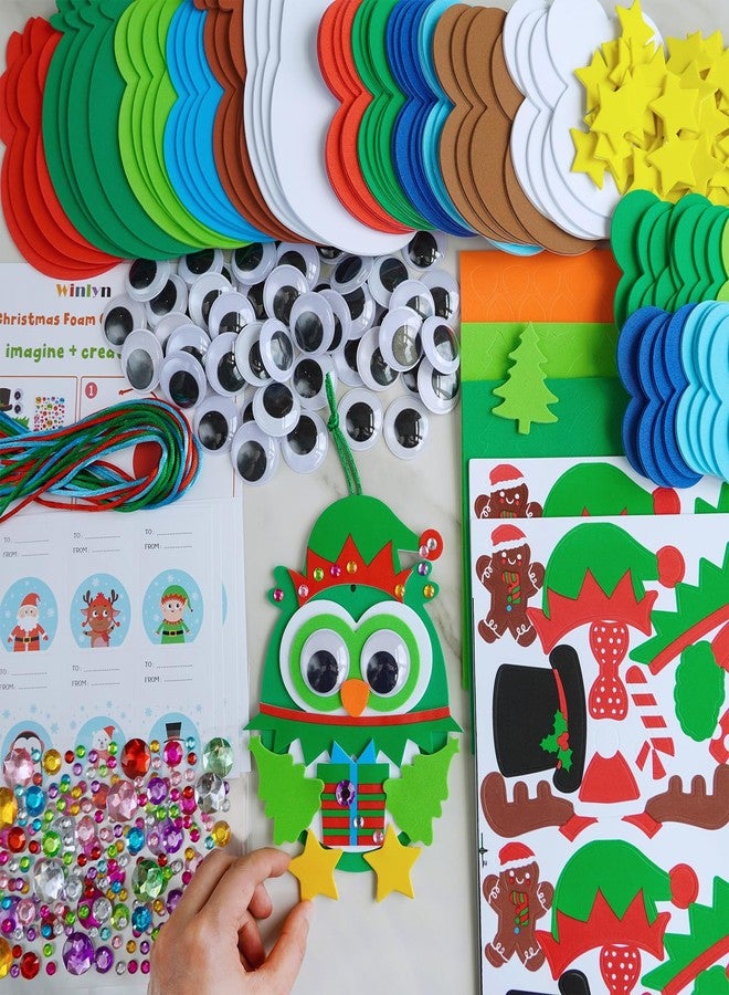 Winlyn 24 Sets Christmas Craft Kits Winter Crafts DIY Christmas Owl Ornaments Decorations Art Sets Foam Owl Christmas Tree Holiday Stickers for Kids Festival Home Classroom Activities Party Favors - Image 3