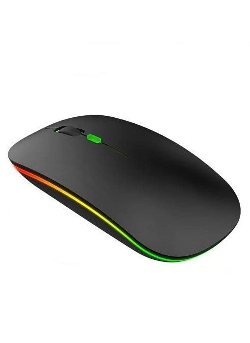erorex Wireless silent mouse laptop desktop computer Apple computer universal, rechargeable mouse dual-mode 2.4G + Bluetooth 5.0 (Black) (Black)  - Image 1
