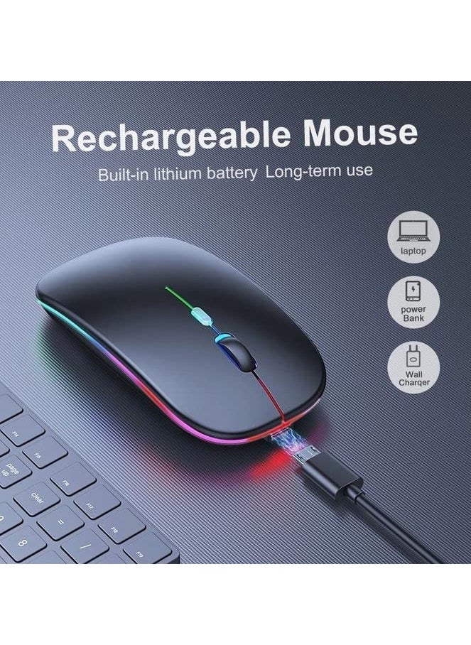 erorex Wireless silent mouse laptop desktop computer Apple computer universal, rechargeable mouse dual-mode 2.4G + Bluetooth 5.0 (Black) (Black)  - Image 3
