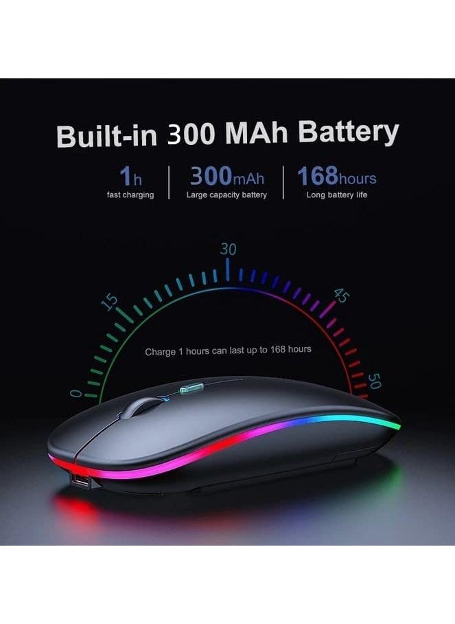 erorex Wireless silent mouse laptop desktop computer Apple computer universal, rechargeable mouse dual-mode 2.4G + Bluetooth 5.0 (Black) (Black)  - Image 4