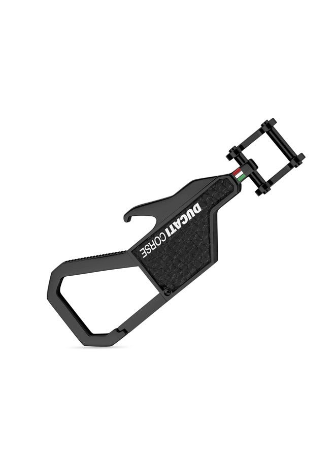 دوكاتي كورس ميدالية مفاتيح تيفوسو جلد وفولاذ أسود للرجال - Image 2