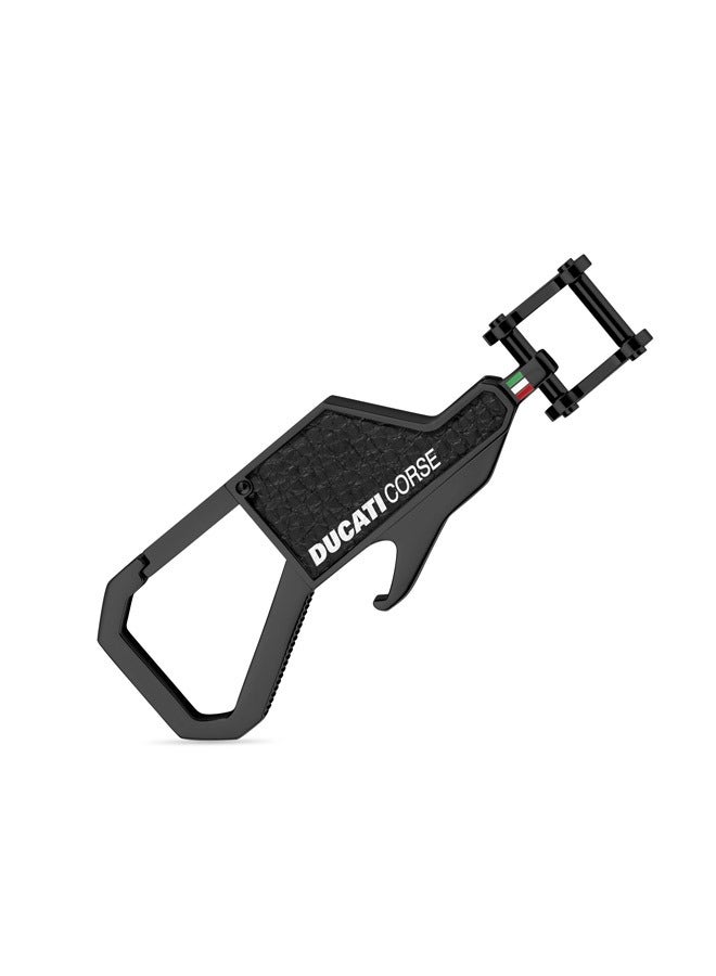 دوكاتي كورس ميدالية مفاتيح تيفوسو جلد وفولاذ أسود للرجال - Image 1