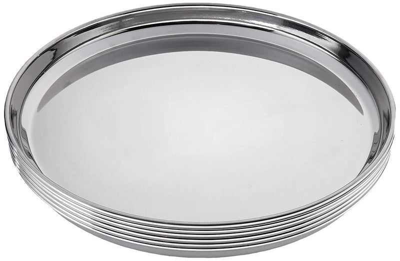 Nirvika Stainless Steel 6 Pc Thali Plate DinnerLunchDinnerwareServeware 13 inch Kitchenware Set Ideal for Home Restaurants and Family Use - Image 3